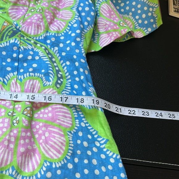 Anthropologie Rhode Mariana Linen Dress Blue Psychedelic Flower Grande Sz 10 NEW - Picture 13 of 14